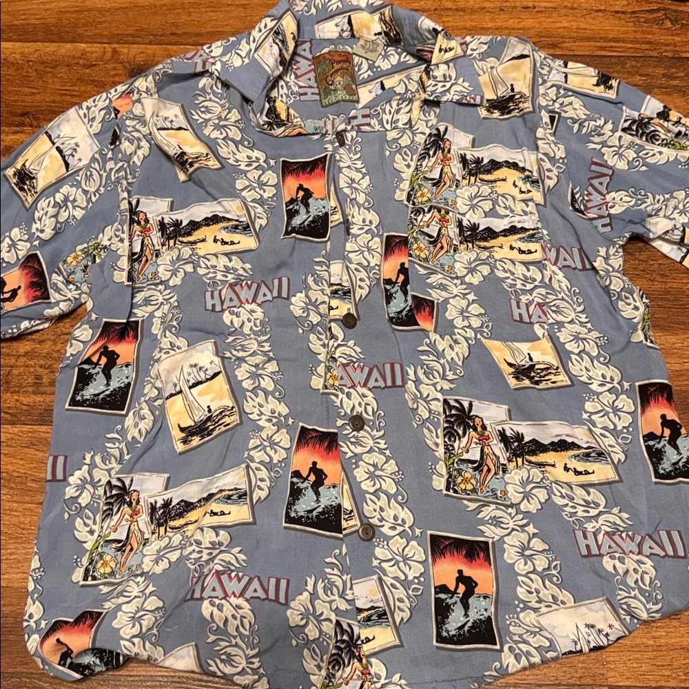 Hawaiian Print Blue Shirt